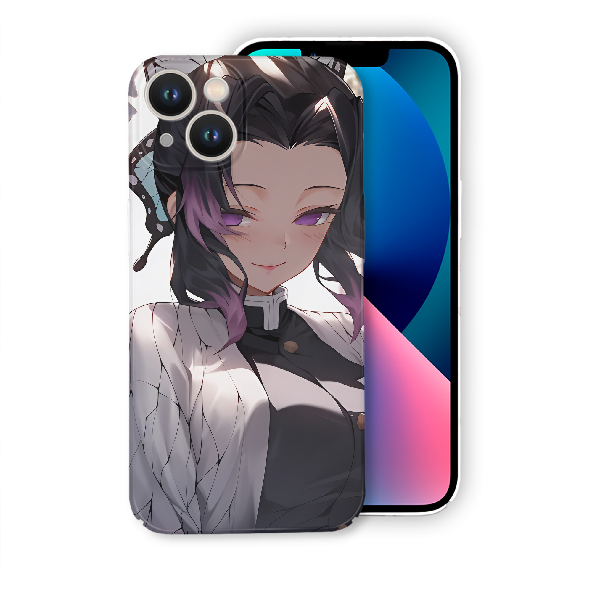 （画像用） 鬼滅の刃（きめつのやいば）蟲柱-胡蝶 しのぶ／こちょう しのぶ Kochou Shinobu 【iPhone 14シリーズ対応】ハードケース